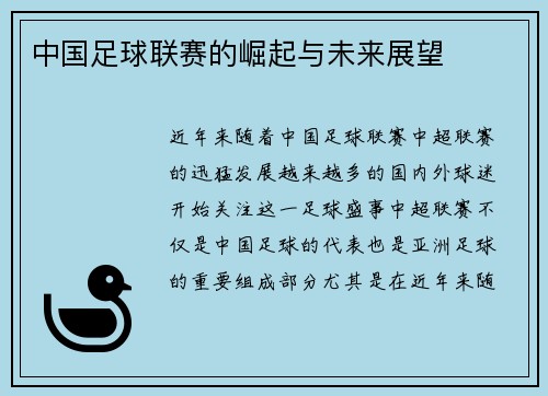中国足球联赛的崛起与未来展望